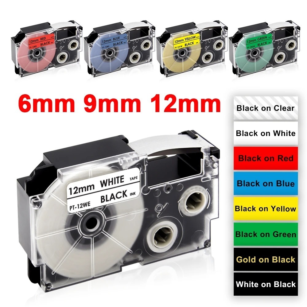 สําหรับฉลาก Casio เทป XR12WE XR12YW XR12RD สําหรับ Casio KL-60 KL-60SR KL-100 KL-120 KL-430 KL-C500 