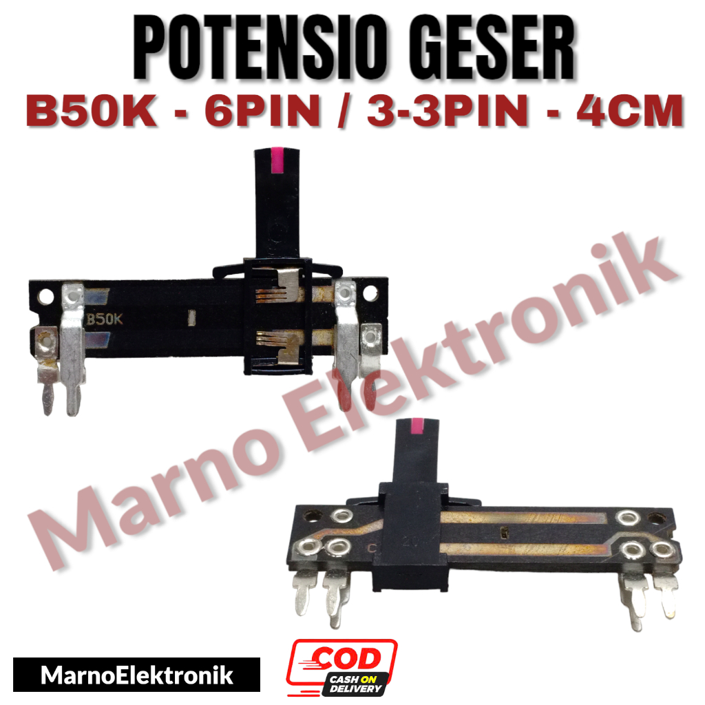 SLIDING POTENSIO EQUALIZER PCB 4CM B50K LEGS 3-3 6PIN 6 FEET 4 CM 50K ORIGINAL