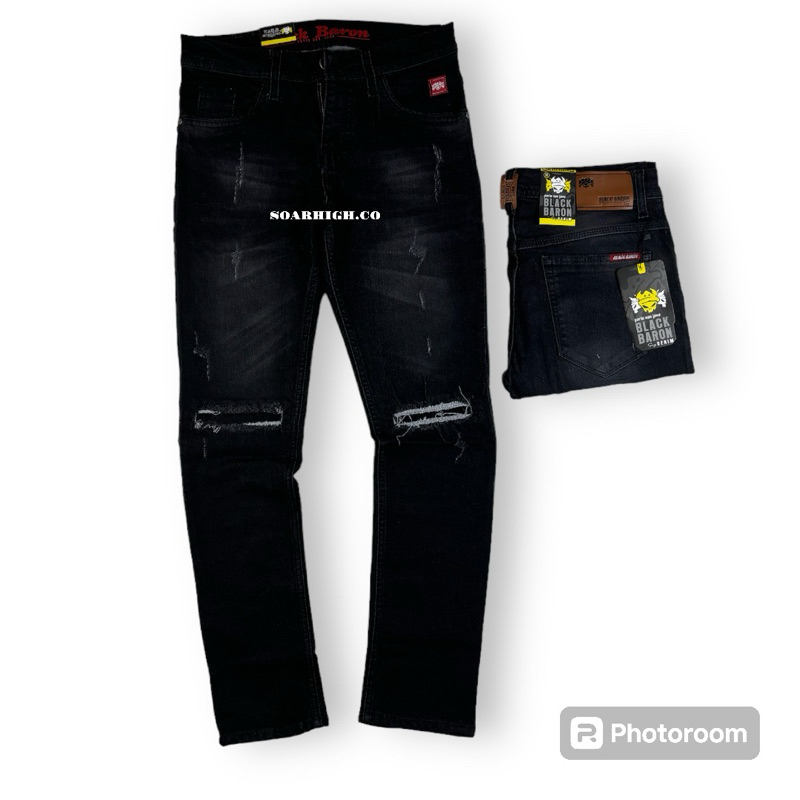 กางเกง BARON RIPPED สีดําใหม่ล่าสุด