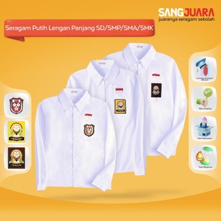 Seragam Sekolah Putih Lengan Panjang SD MI SMP SMA Baju Kemeja Polos Pakaian Anak by SANG JUARA