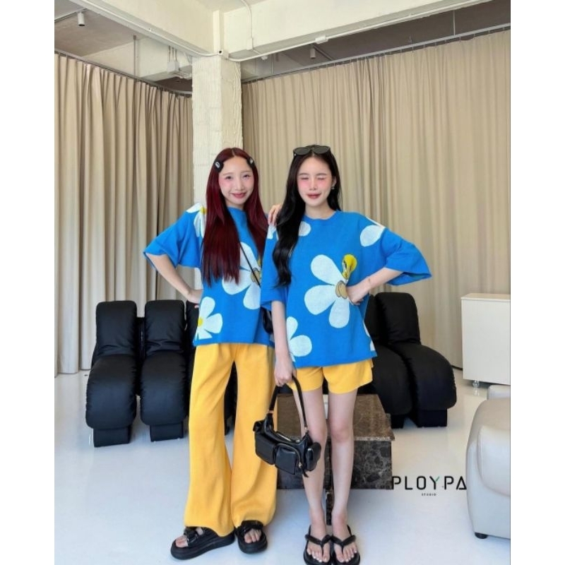 Ploypa BKK Twenty Blue Yellow Knit Set ชุดสูทกางเกงขายาว NEW READY