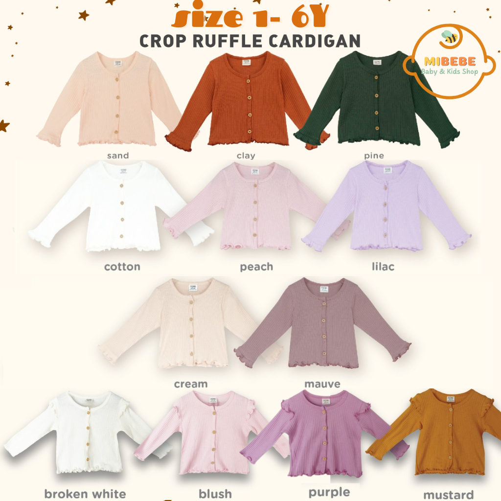 BOHOPNA CROP RUFFLE CARDIGAN FOR GIRLS 1 2 3 ปี