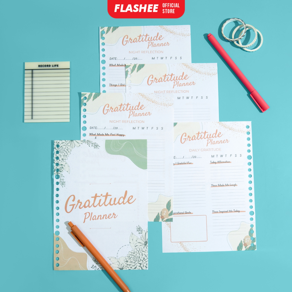Flashee หลวม Leaf Binder Gratitude Planner A5 HVS 100 Gsm กระดาษ Planner Binder B5 เติม Binder