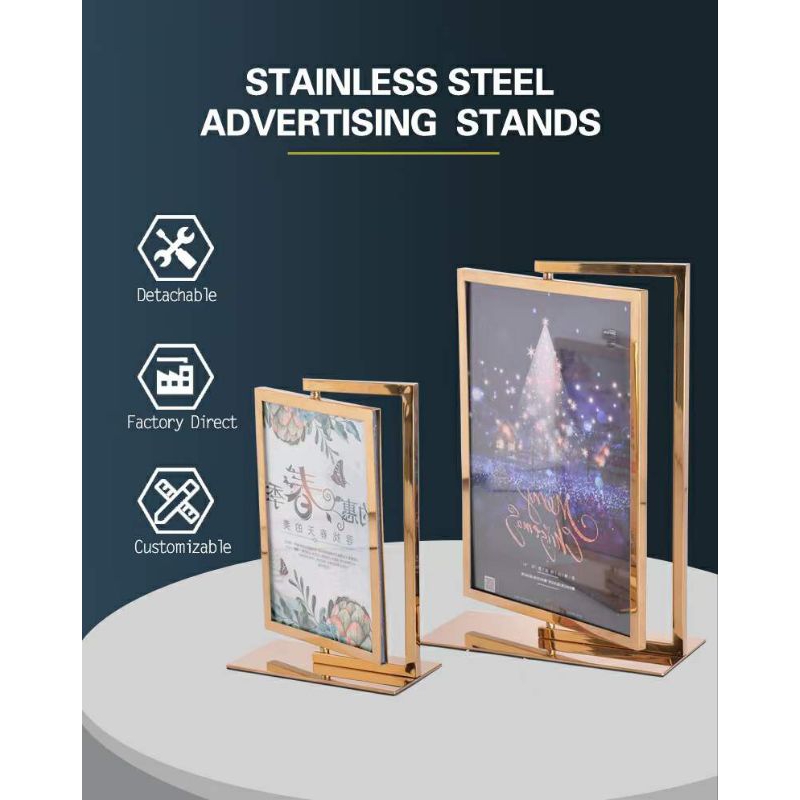 ALIGO BROCURE HOLDER สําหรับ A4 FRAME TABLE/SIGN HOLDER โปสเตอร์TABLE A4 PREMIUM GOLD สแตนเลสเหล็ก