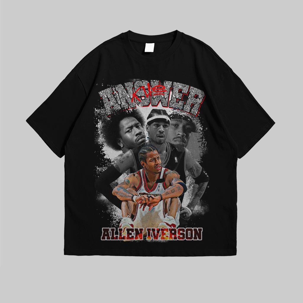 Psychosies Allen Iverson Vintage Distro เสื้อยืดสําหรับผู้ชายและผู้หญิงแขนสั้นผ้าฝ้าย Combad 24s