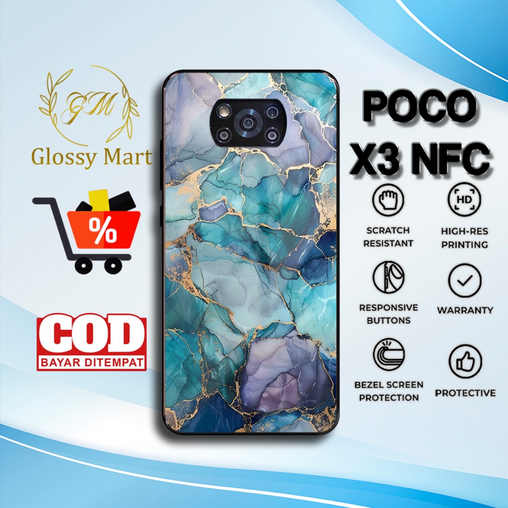 เคส HP ล่าสุด P0C0 X3 NFS - P0C0 X3 NFS Casing - Marble Motif - Premium Glossy Hardcase - P0C0 Gloss