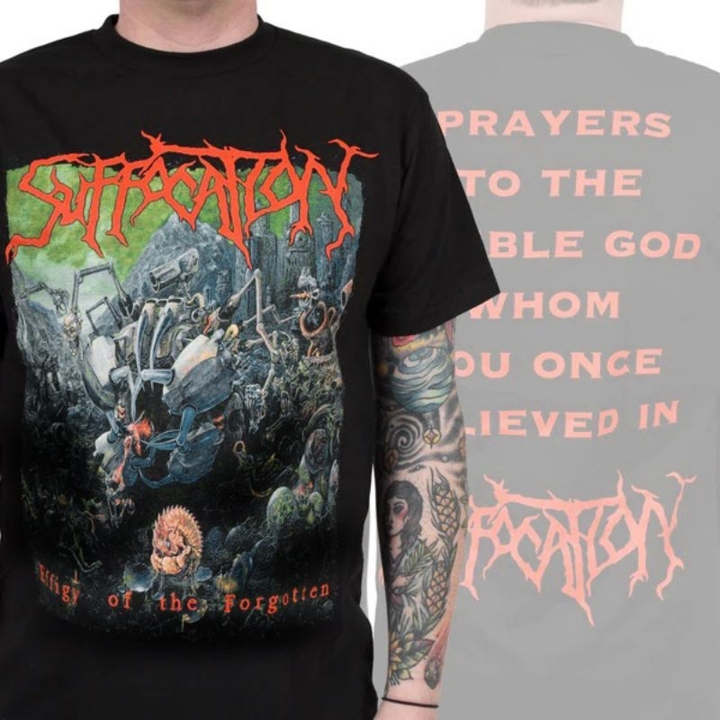 เสื้อยืด Suffocation EFIGY OF THE FORGOTTEN Premium tshirt Suffocation เสื้อยืด band death โลหะ slaming battle deathmetal