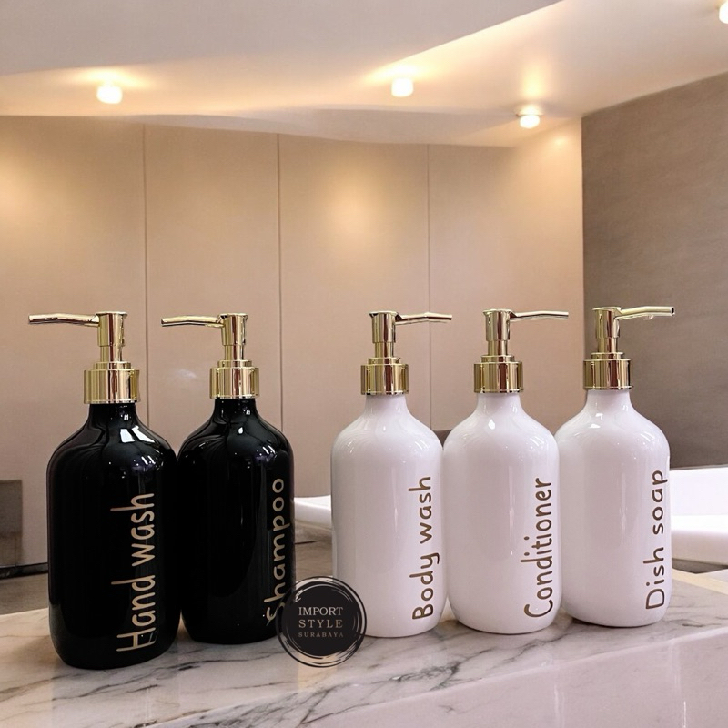N28 ใหม่ BLACK WHITE GOLD ขวดธรรมชาติ ขวดความงาม 500ML ที่ใส่สบู่เหลวแบบเติม หรูหรา ความงาม