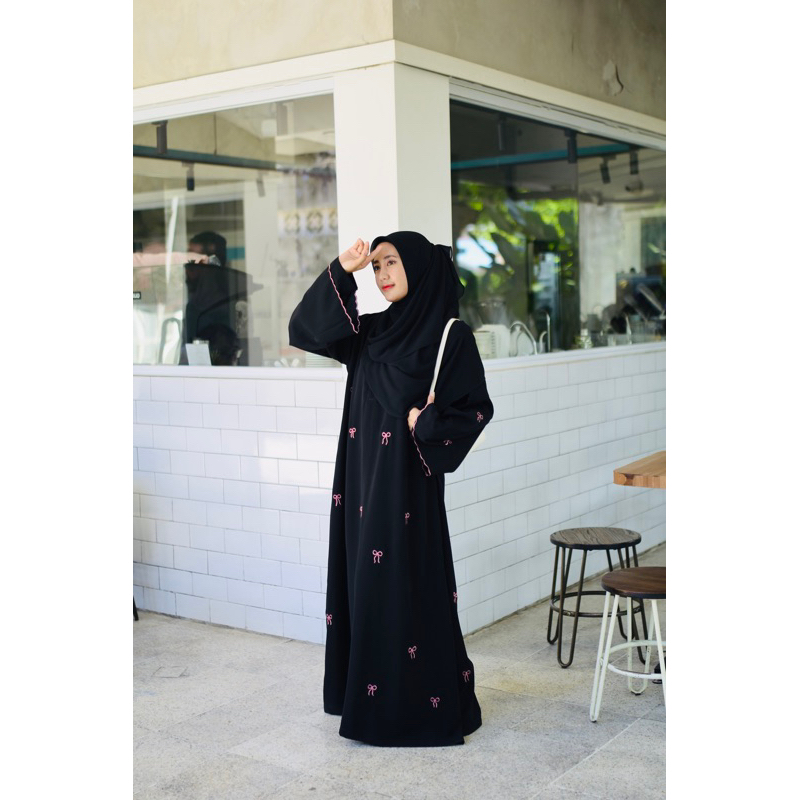 PO abaya Coquette/Ribbon Dress/abaya Pita/Coquette Dress/เย็บปักถักร้อย abaya