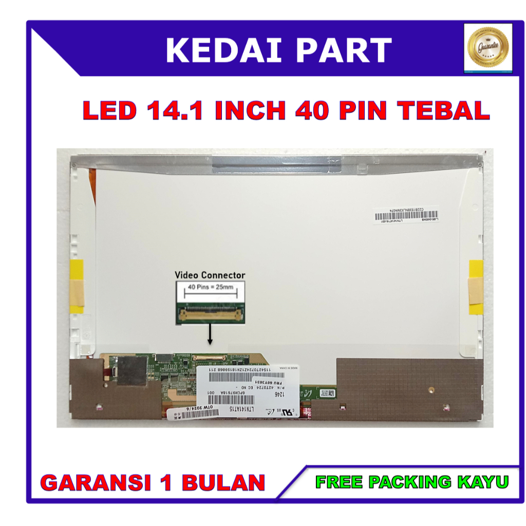 LED LCD Laptop 14.1 นิ้ว 40 Pin หนา LTN141AT15 LTN141AT1- 001