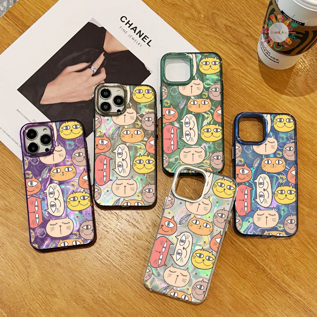 CUSTOM CAT WATTERY TEXTURED SOFTCASE CASE สําหรับ XS MAX 11 12 A03 A03S A04 A5 A15 A16 C20 C21Y C25Y