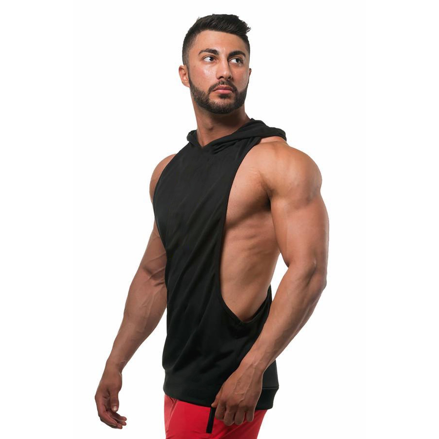 Men& 39;s LOWCUT HOODIE SINGLET SPORT GYM RUNNING เสื้อกีฬา