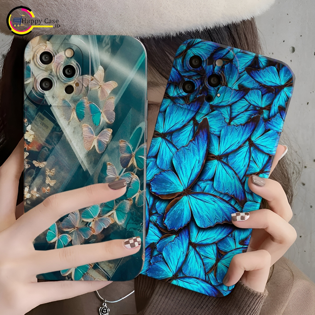CUSTOM BLUE BUTTERFLY PRO TYPE CASING SOFTCASE CASE สําหรับ 6 6+ J2 J4+ J5 A1K A3S A5 3 5i 5s A1 202