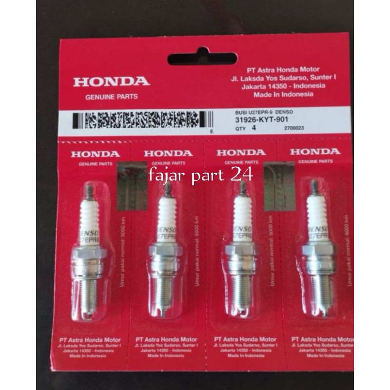 31926-KYT-901 INJECTION SPARK PLUG U27EPR-9 DENSO SUPRA FI INJECTION BEAT INJECTION SCOOPY FI VARIO 