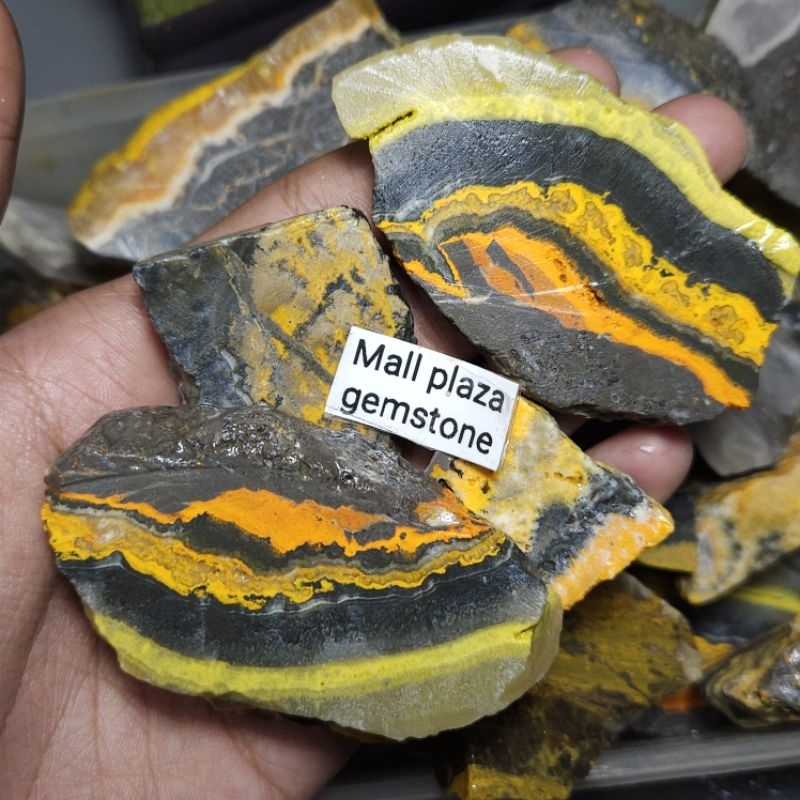 Bumblebee Jasper สีเหลือง (oncom) เนื้ออาเกต / Bumblebee Jasper อาเกตก้อน