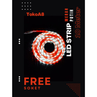 LAMPU LED STRIP SELANG MERAH PUTIH dan RGB 7 METER 220V + ADAPTOR OUTDOOR