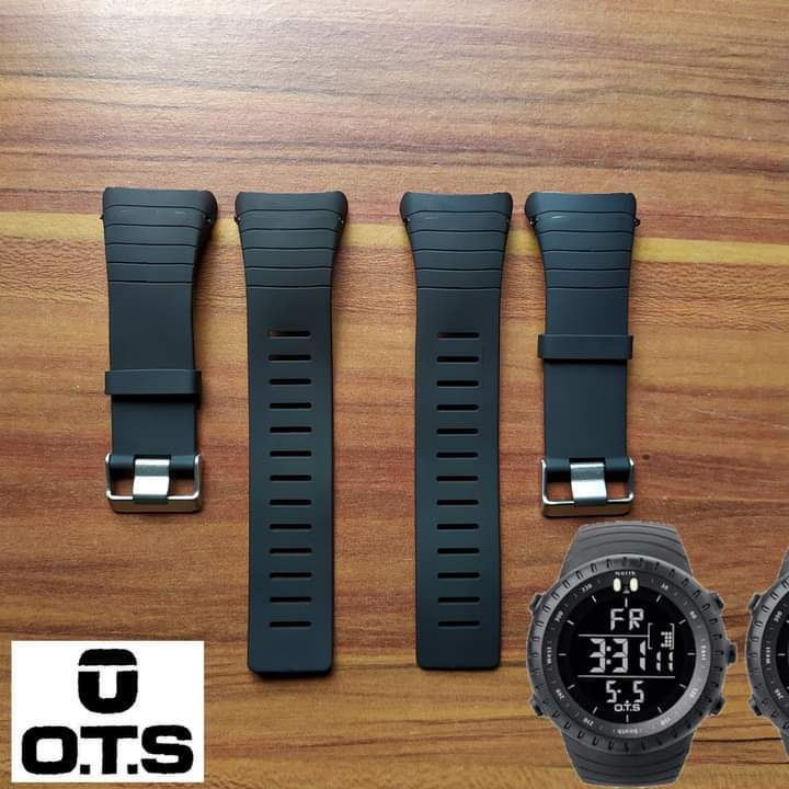 Hitam Ruber STRAP OTS T5007G OTS 5007 สีดํา สีดํา สายนาฬิกา