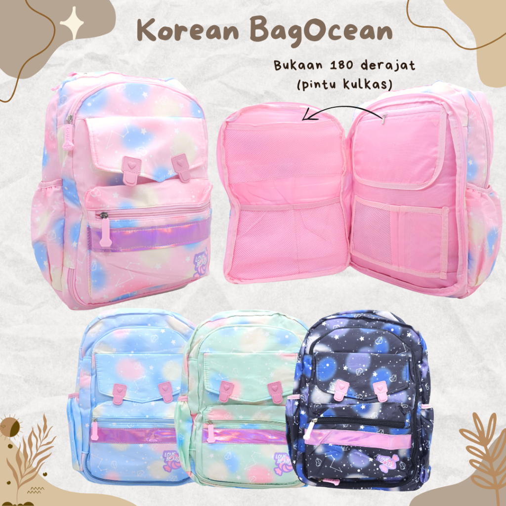 กระเป๋า RAINBOW เกาหลี + 18 นิ้วนําเข้า FRIDGE ROOM M / GIRLS SCHOOL BACKPACK RAINBOW FRIDGE ประตู +