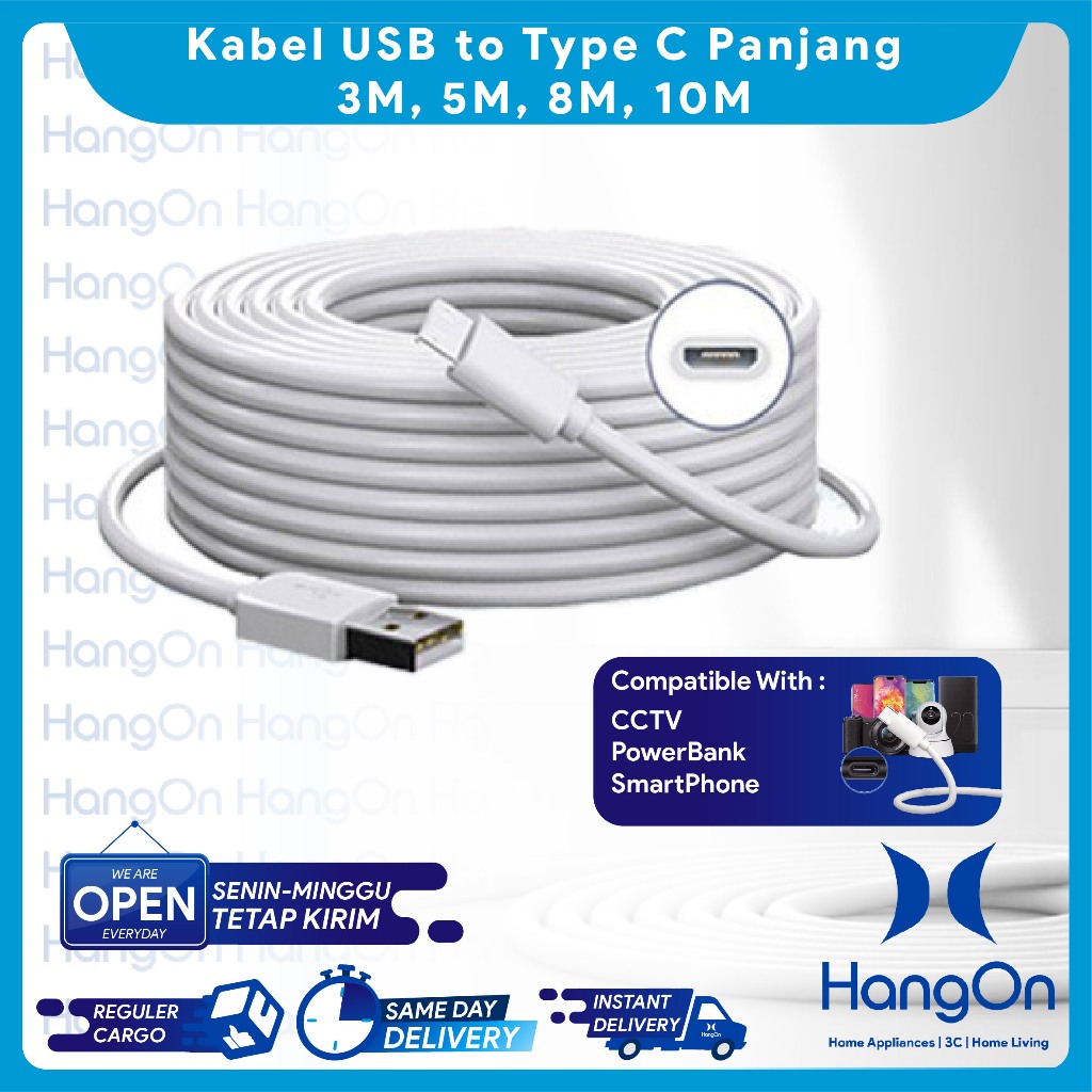 สายเคเบิลข้อมูล Type C ความยาว 3M/5M สําหรับการชาร์จกล้องวงจรปิด Xiaomi
