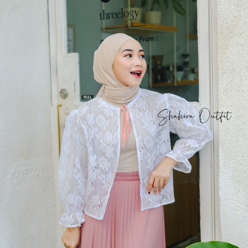 Sakura Lace Outer Ribbon Brukat Coquette Ribbon คาร์ดิแกน