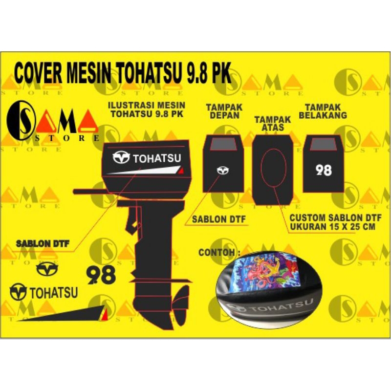 Mesin Tohatsu 9,8 PK ฝาครอบเครื่องนอก