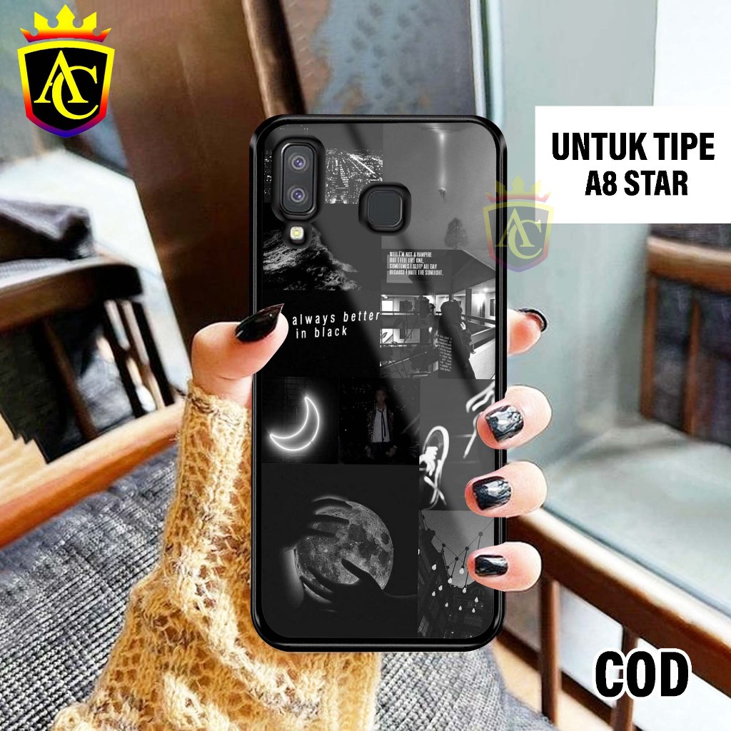 HP Samsung A8 STAR / A9 STAR Case - Glossy Hardcase Samsung A8 STAR Phone Case [Motif - Aesthetic 01
