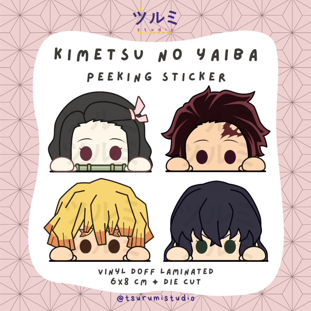 Demon Slayer: Kimetsu No Yaiba Chibi & Peeking Sticker / Peeker Sticker / Peeker Sticker by tsurumistudio