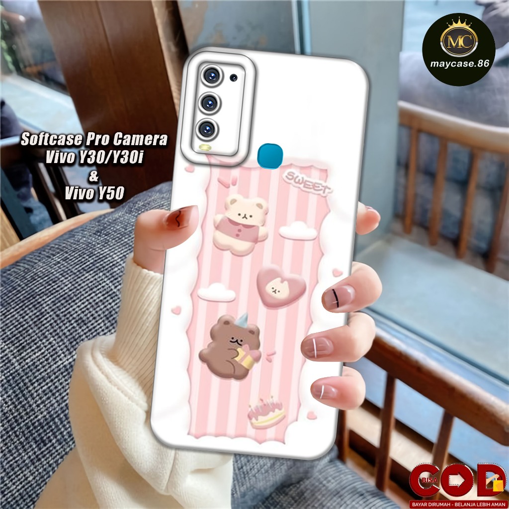 Softcase VIVO Y30/ Y30i/ Y50 4G 2020 ซิลิโคน Pro ปลอกกล้องยางสีดํายืดหยุ่นและหนา - ตัวป้องกันกล้อง H