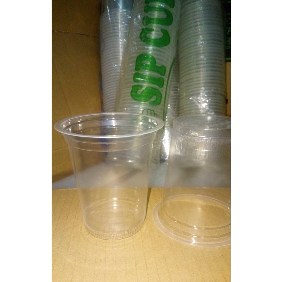 Flat 12oz Plastic Cup Warung Oz Cup ถ้วยกาแฟ
