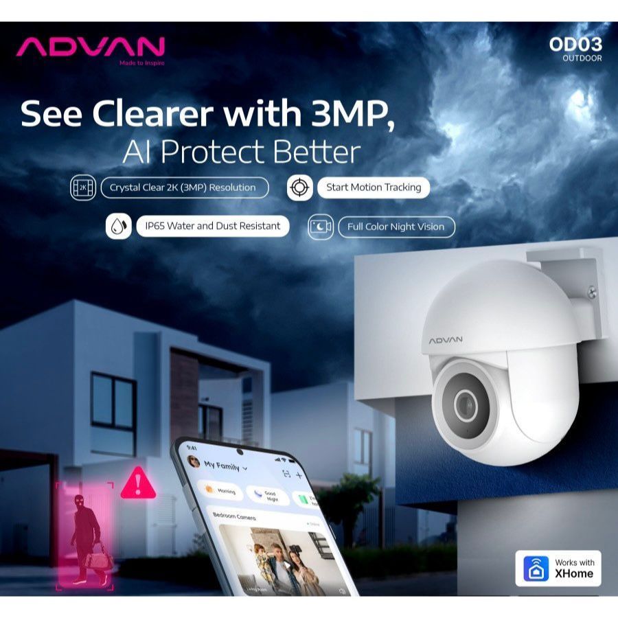 ADVAN กล้อง IP อัจฉริยะ WiFi กลางแจ้ง IPCam OD3 กล้องวงจรปิดกันน้ํา 3MP 2K