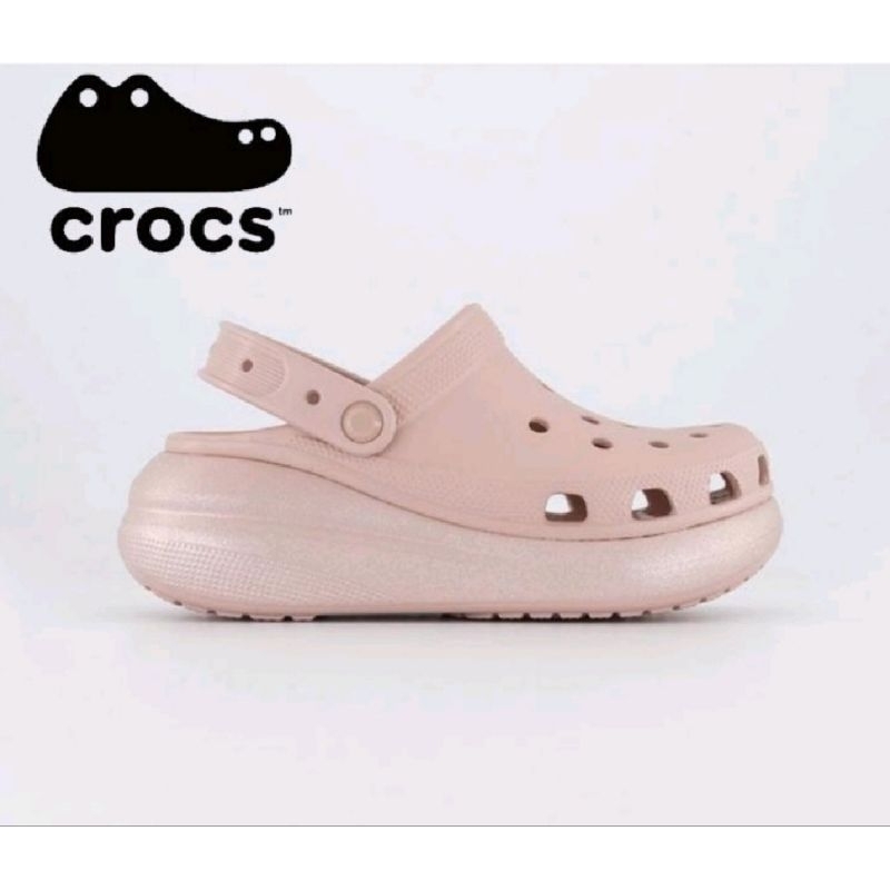 Crocs classic Crush Shimmer clog woman Sandals/Crocs Crush Shimmer clog รองเท้าแตะผู้หญิง/รองเท้าแตะ