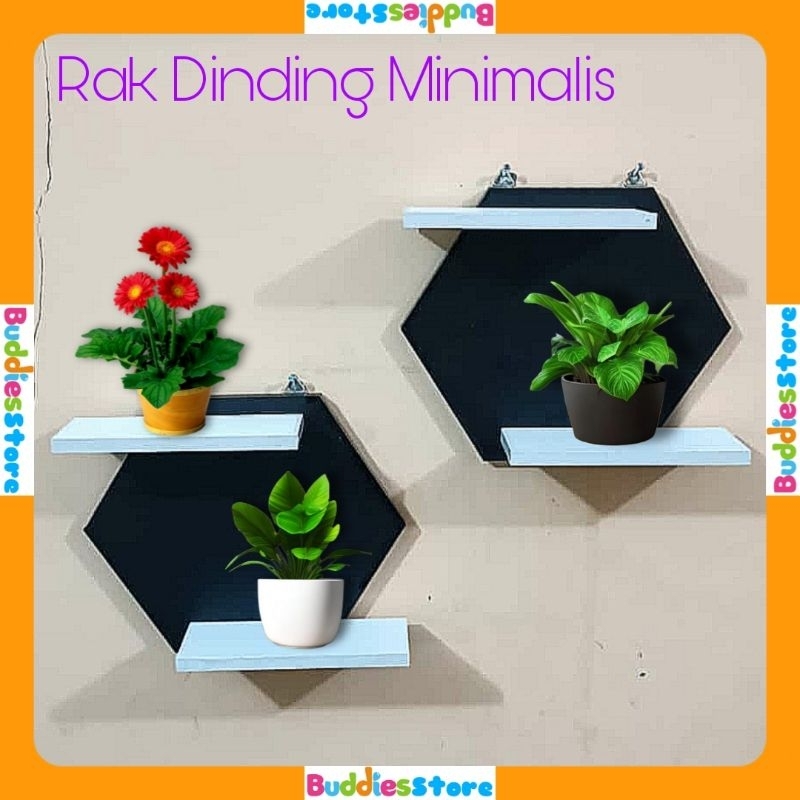 2 ชิ้น HEXAGONAL WALL SHELVES RKA082 - MINIMALIST WALL SHELVES - ที่วางแขวนผนัง 2 ชิ้น
