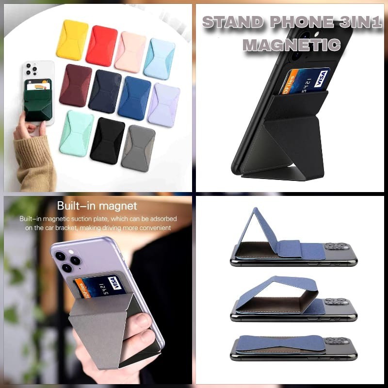 JG STAND HP 3IN1 MAGNETIC PHONE GRIP STICKY PHONE CARD HOLDER 3 IN 1