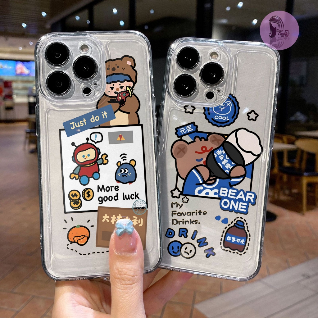 SOFTCASE CASE CLEAR CASE CUSTOM CHOCO BEAR สําหรับ A05 A05S A10 A18 A33 A36 A37 Y20 Y20i Y21 Y21A C2