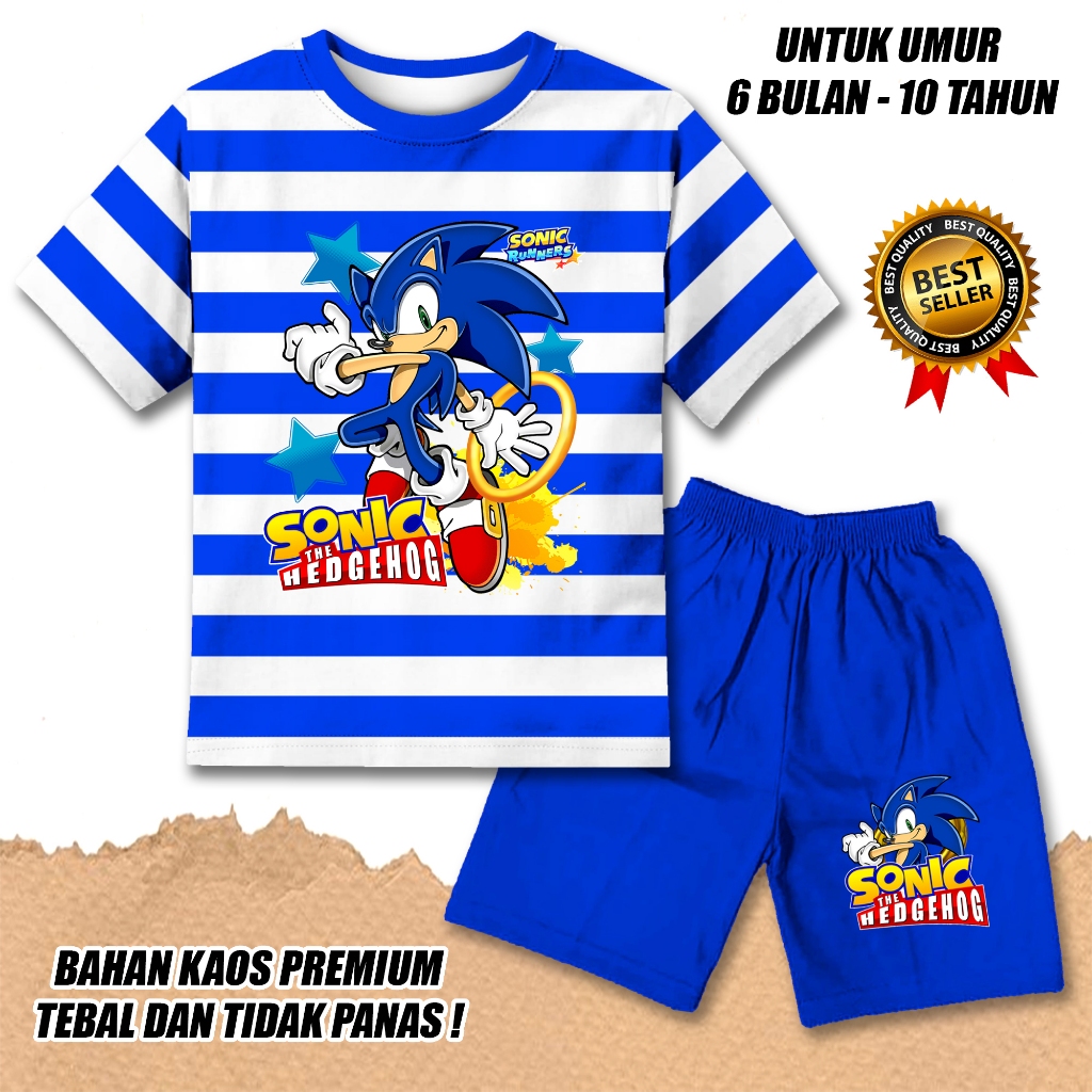 Katun Boys GIRLS SHORT SLEEVED SET SONIC PRINTED CHILDREN& 39;S เสื้อยืดพรีเมี่ยมผ้าฝ้าย MATERIAL DTF SCREEN PRINTING
