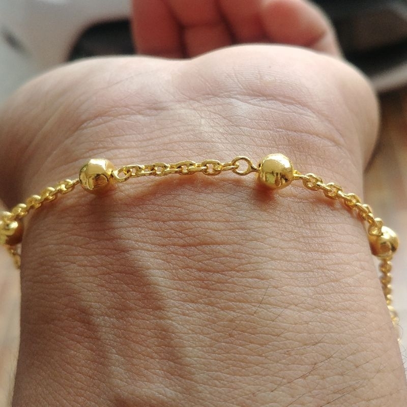 SUPER DEAL MINI BALL VARIATION CHAIN BRACELET พร้อมจานทองแท้
