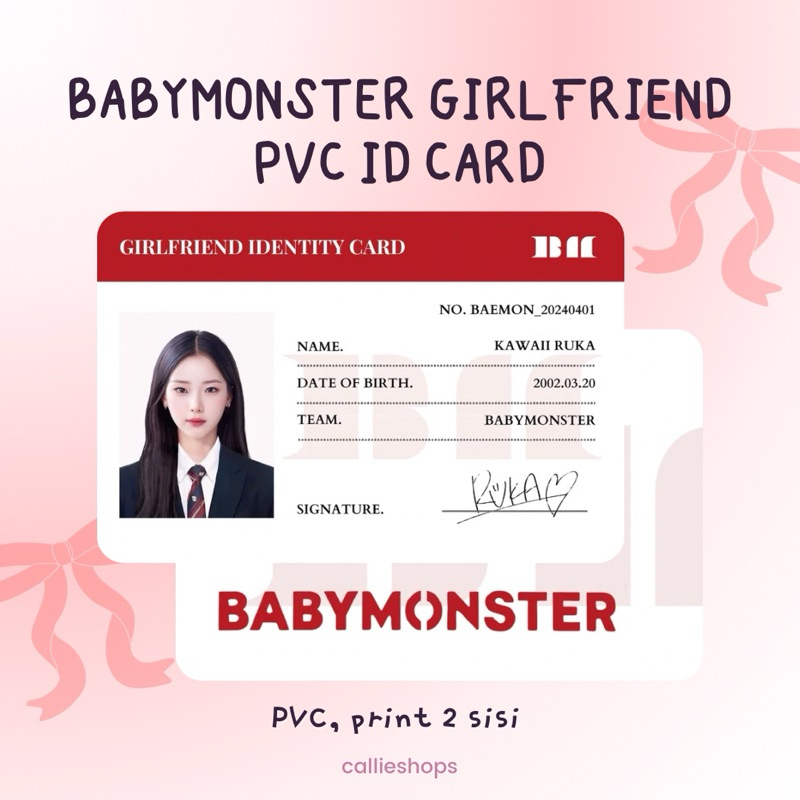 Babymonster BAEMON PVC ID Card/Photocard Ahyeon Ruka Asa Phrita Chiquita Rami Rora Baby Monster