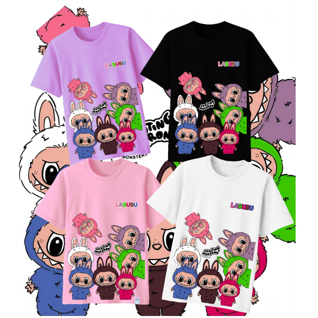 เสื้อยืดสี LABUBU EXITING MACAROON | CHILDREN, TEENS & ADULTS | COTTON COMBED 30s