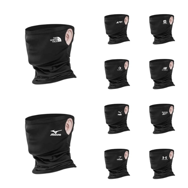 Hitam Black EAR HOLE BUFF MASK / FACIAL PROTECTIVE MASK / BUFF MASK