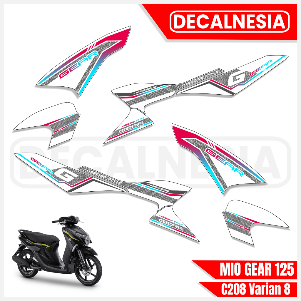 Mio Gear 125 สติ๊กเกอร์แถบรถจักรยานยนต์ Yamaha สติ๊กเกอร์ Simple Racing Variations Cool Decalnesia L