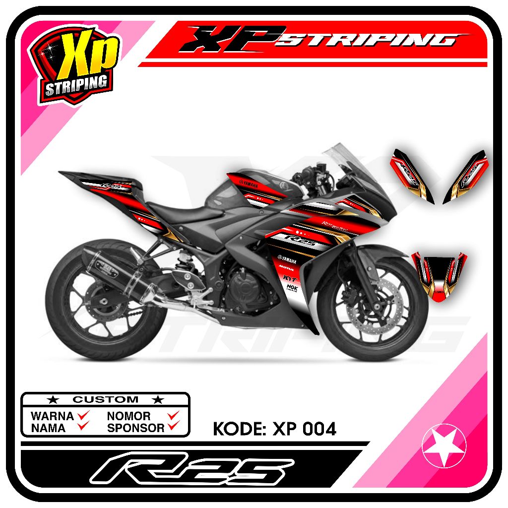 Yamaha R25 Striping - Yamaha R25 Striping Sticker Design Racing XP.04