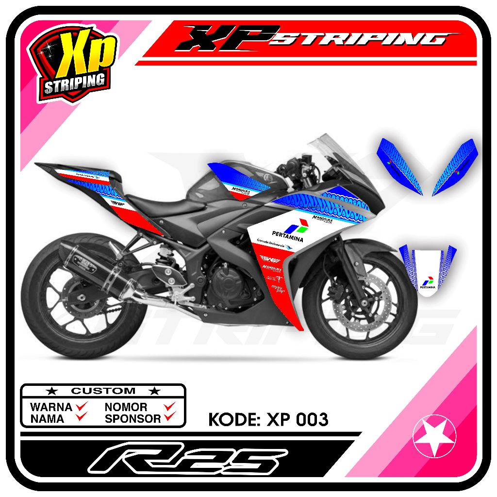 Yamaha R25 Striping - Yamaha R25 Striping Sticker Racing Design XP.03