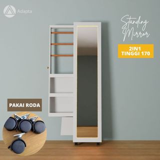 Adapta - Standing Mirror Kombinasi Makeup & Hijab 170cm - Cermin Berdiri Multifungsi - MIRA