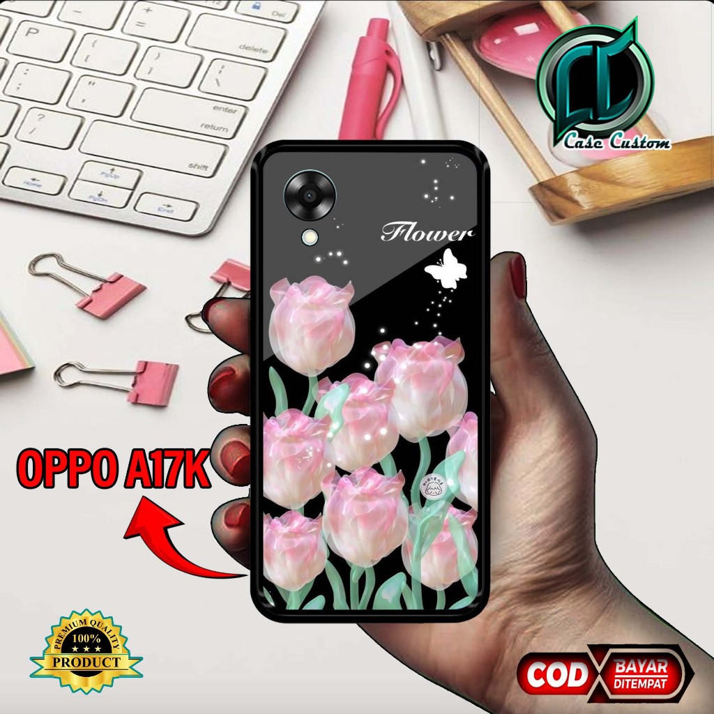 เคส OPPO A17K - เคสแฟชั่น 009 Hardcase 2D Glossy - CUSTOM CASE - [FLOWER] - เคสเงา - เคสโทรศัพท์ Hp 