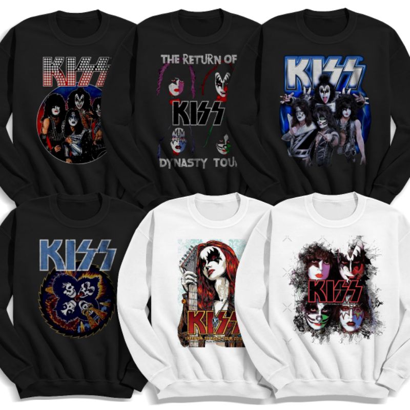 เสื้อสเวตเตอร์คอกลมวง KISS แขนยาวสําหรับผู้ชายและผู้หญิง