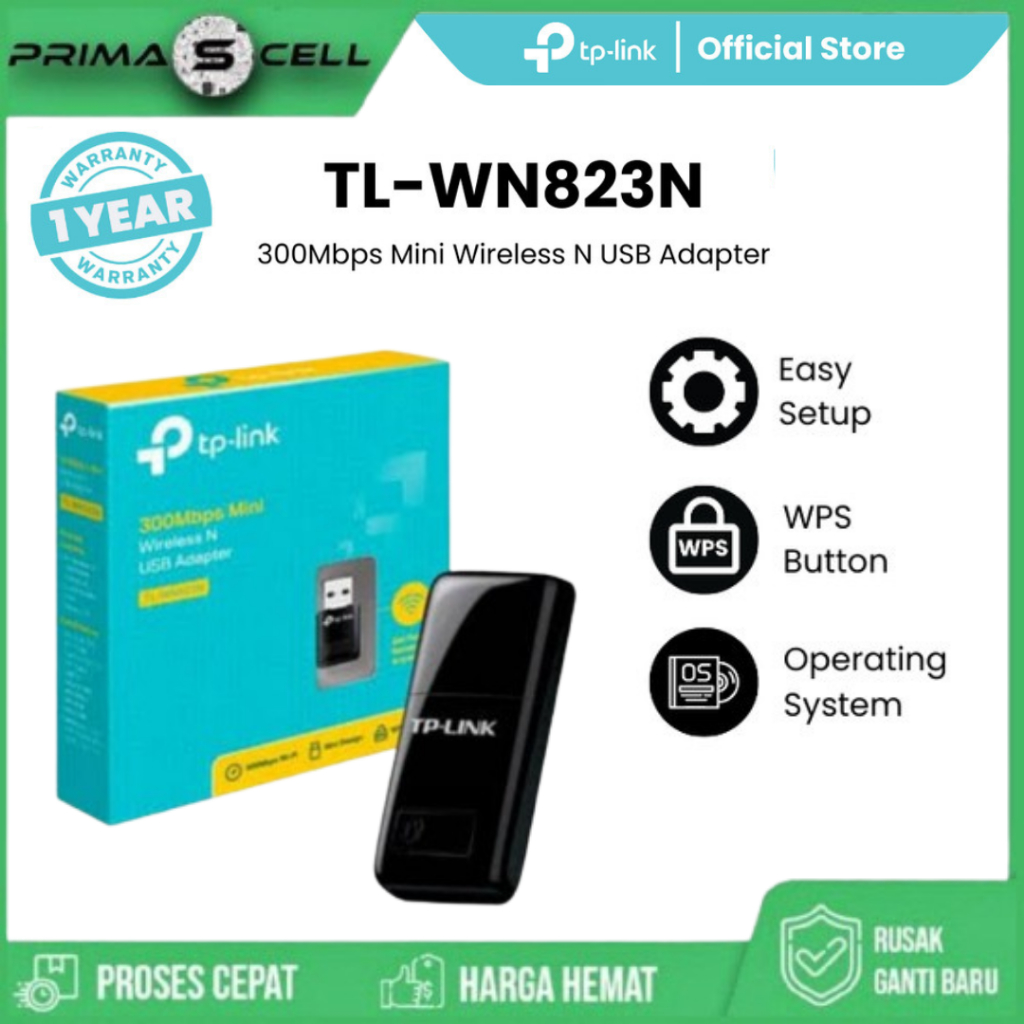 TP-LINK TL-WN823N 300Mbps Mini Wireless N USB Adapter - สีดํา - TL-WN823N