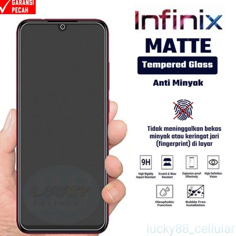 กระจกนิรภัย Matte Infinix Smart 5 5 Pro 6 HD 6 Plus 7 7 HD 8 8 Pro 3 Plus 4C HD 2021