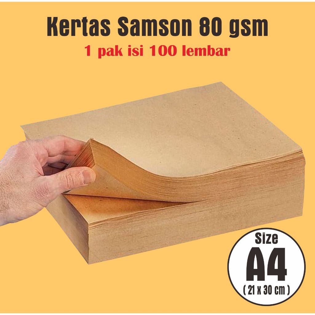 (100 แผ่น) กระดาษ Samson A4 & F4 ขนาด 80 แกรม / กระดาษ Samson A4 & F4 / เครื่องเขียนกระดาษสีน้ําตาล