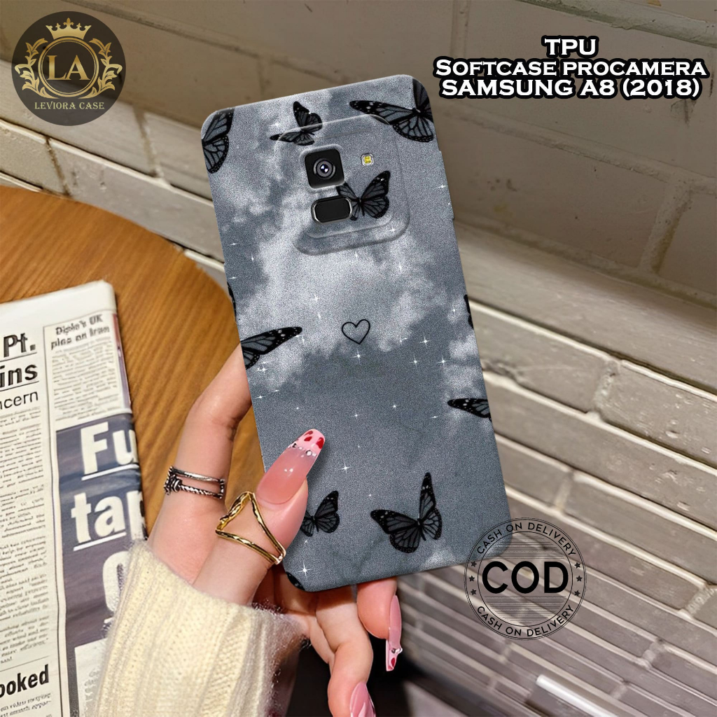 เคส HP Samsung A8 (2018) - เคส Leviora - เคสแฟชั่นผีเสื้อ - Samsung A8 Softcase (2018) - เคสกล้อง Pr