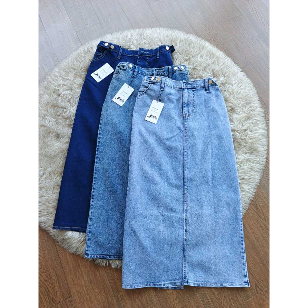 Theana Skrit Stretch Jeans Skrit กระโปรงยีนส์ผู้หญิง ขนาดมาตรฐานและจัมโบ้